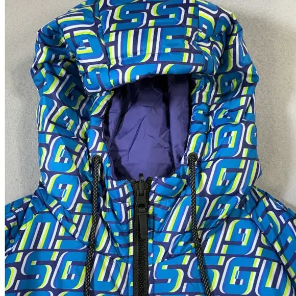 GUESS Men's Eco Elvis Reversible Logo-Print Puffer Jacket purple/blue small $148 - Picture 8 of 13